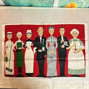 Vintage Ulster Irish Linen Tea Towel – “Upstairs Downstairs” – Never Used